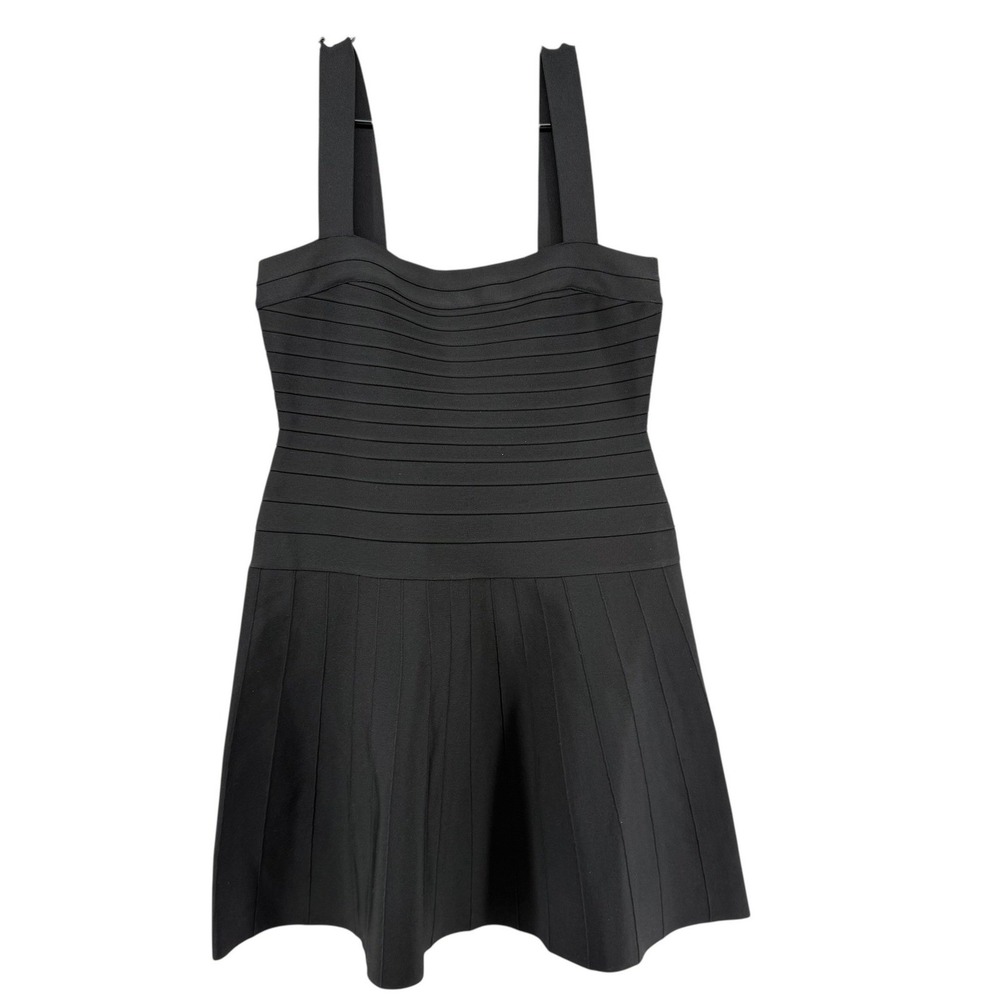 NWT‎ bebe Bandage Drop Waist A-Line Fit & Flare Dress Black Womens Large